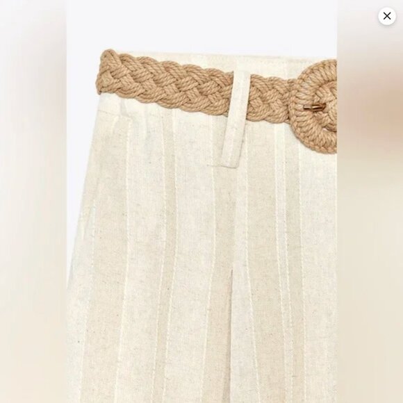 WIDE LEG PANTS WITH STRIPES + BELT - Picture 6 of 6